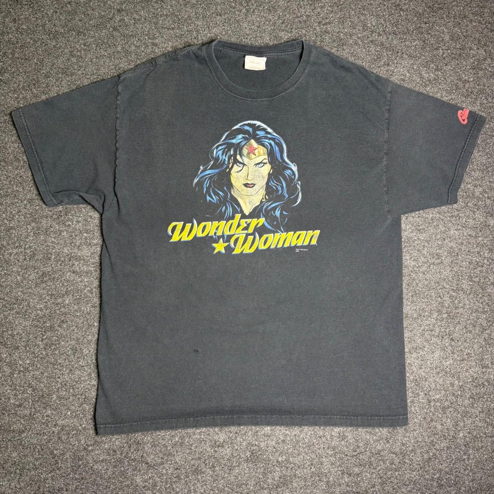 Vintage Wonder Woman T-Shirt Mens XL Black DC Comics 2008 Graphic Tee Retro